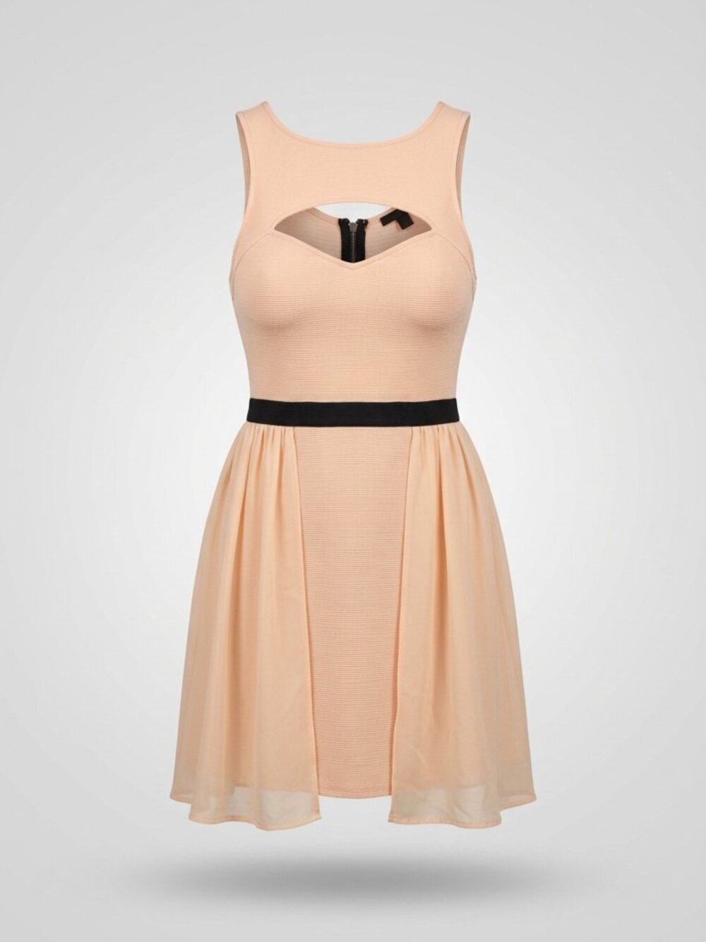 Coral Pink Chest Cutout Midi Dress, Material Girl Size L (NWT)
